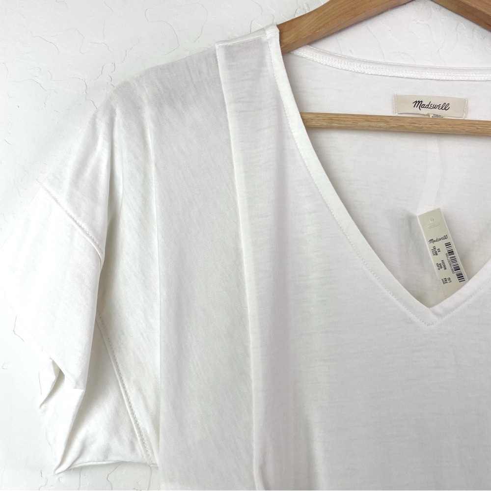 Madewell Supima Cotton Flutter-Sleeve Tee Shirt Top in Lighthouse Size XS NEW - Picture 4 of 13